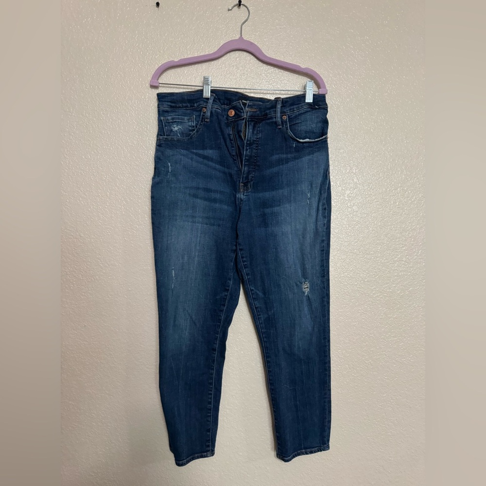 Express Women's Deep Indigo high rise cropped Skinny Jeans